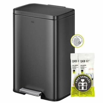 EKO Madison Matte Black 50 Liter/13.2 Gallon Step Trash Can