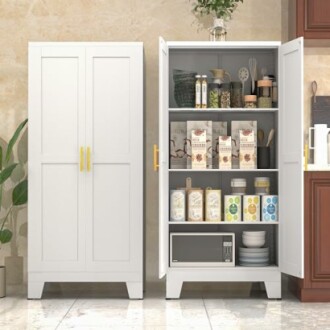 White Metal Kitchen Storage Cabinet