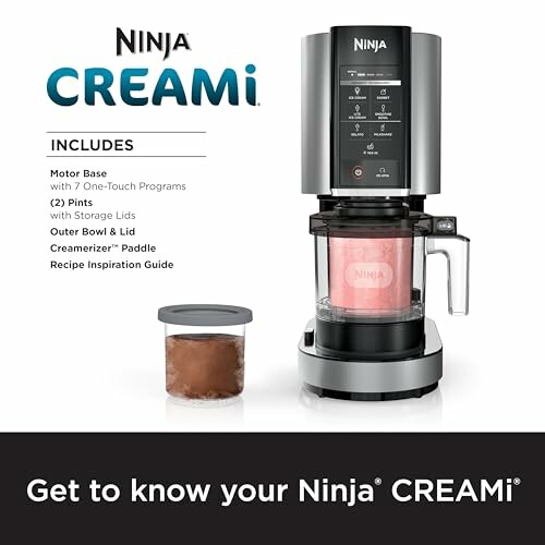 Ninja Creami ice cream maker with features and accessories