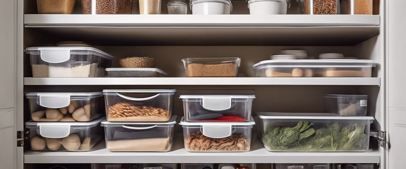Clear storage bins in pantry